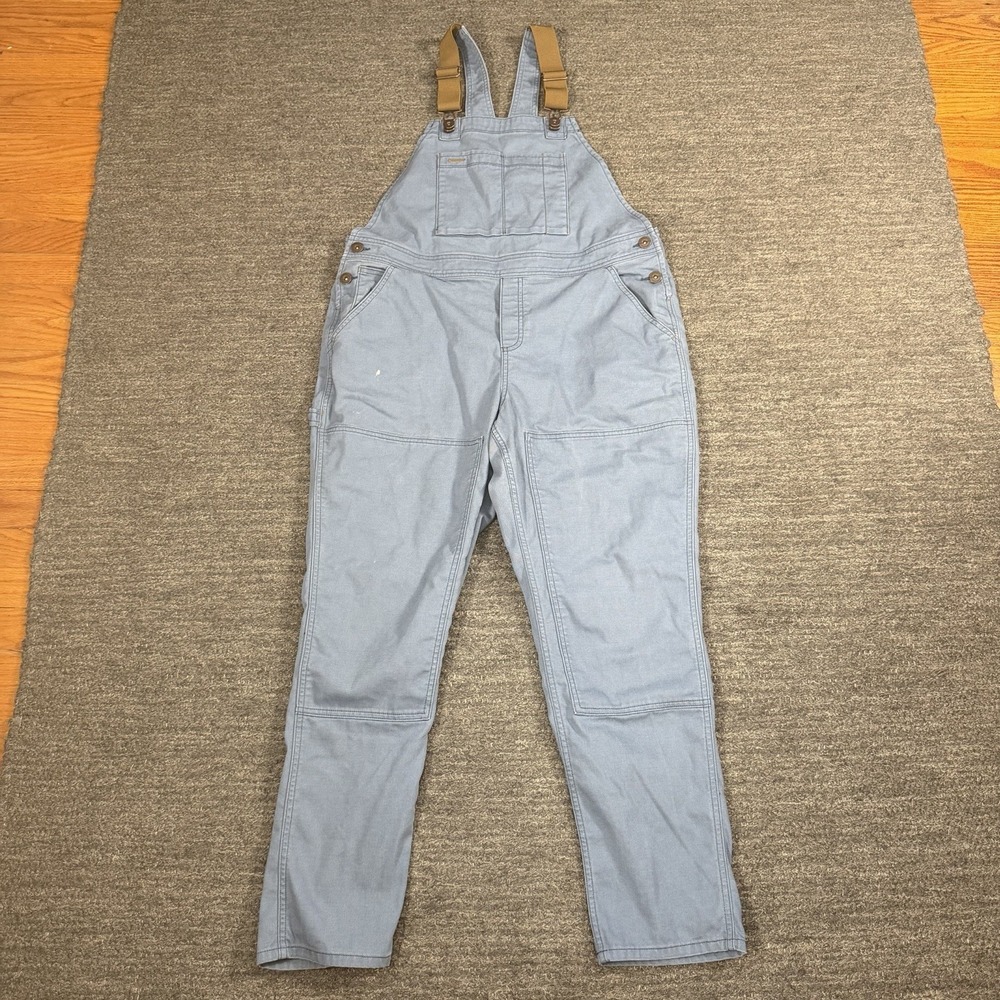 REI Light Blue Jeans Overalls with Tan Straps